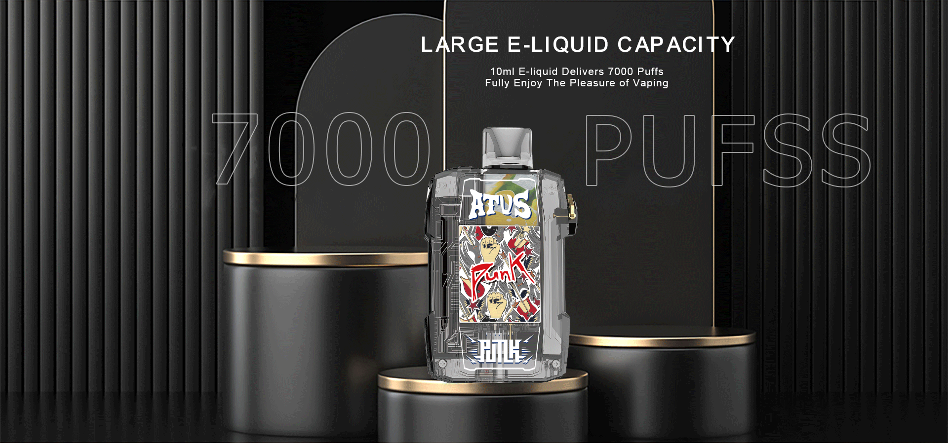 DE012 7000 Puffs Cigarro eletrónico descartável com fluxo de ar recarregável e ajustável ATVS Vape