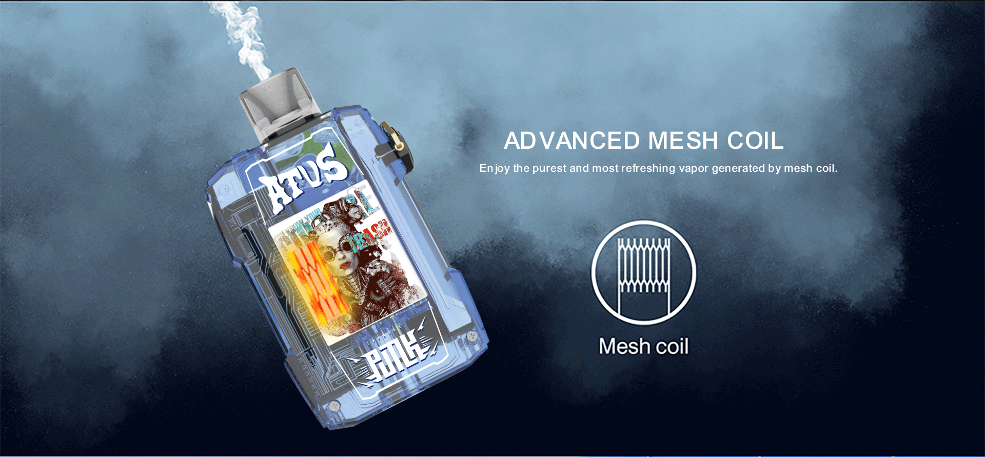 DE012 7000 Puffs Cigarro eletrónico descartável com fluxo de ar recarregável e ajustável ATVS Vape