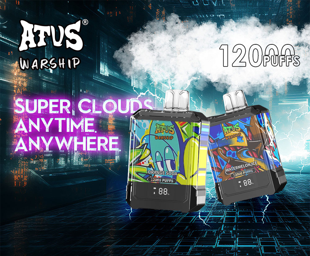 DE013A 12000 Puffs Vape descartável com ecrã LED e fluxo de ar ajustável ATVS Vape
