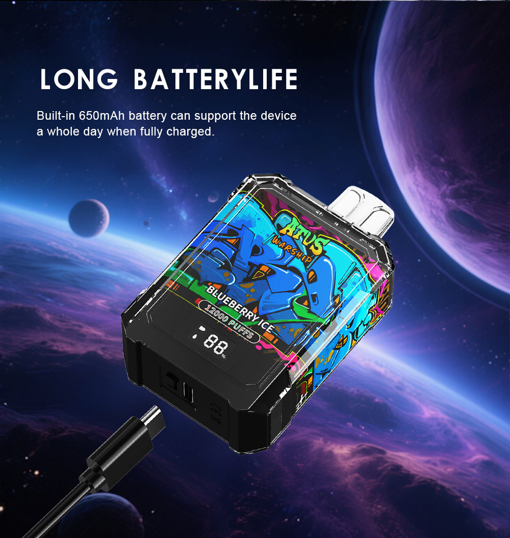 DE013A 12000 Puffs Vape descartável com ecrã LED e fluxo de ar ajustável ATVS Vape
