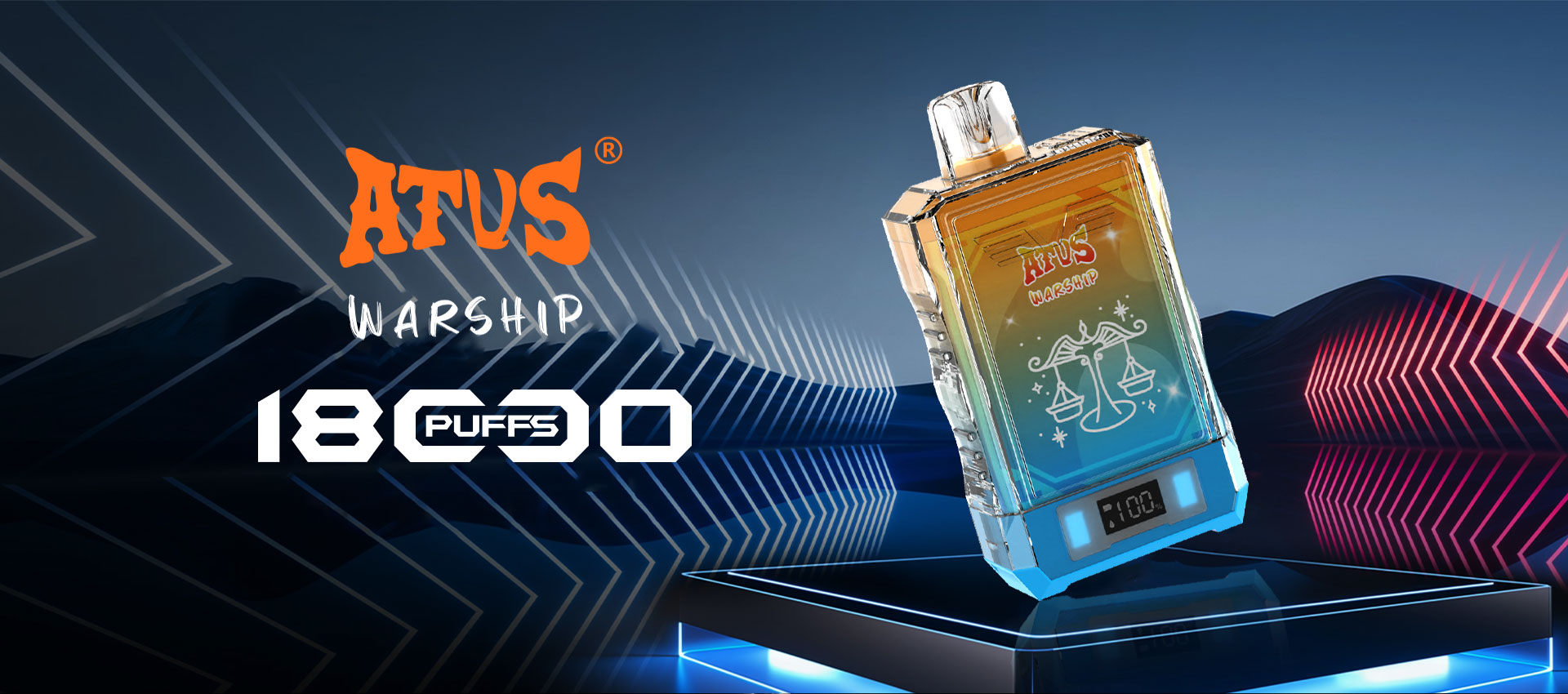 DE015 18000 Puffs Vape descartável com ecrã LED e fluxo de ar ajustável