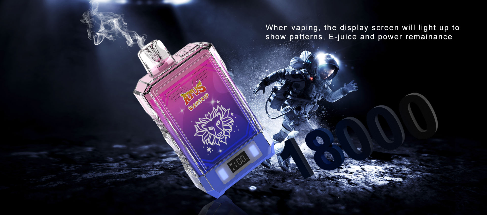 DE015 18000 Puffs Vape descartável com ecrã LED e fluxo de ar ajustável