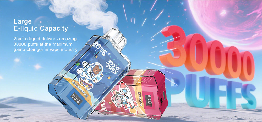 DE017 30000 Puffs Vape descartável com ecrã LED e fluxo de ar ajustável ATVS Vape