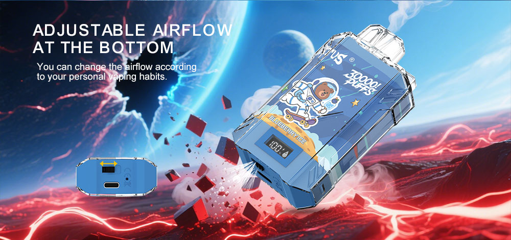 DE017 30000 Puffs Vape descartável com ecrã LED e fluxo de ar ajustável ATVS Vape