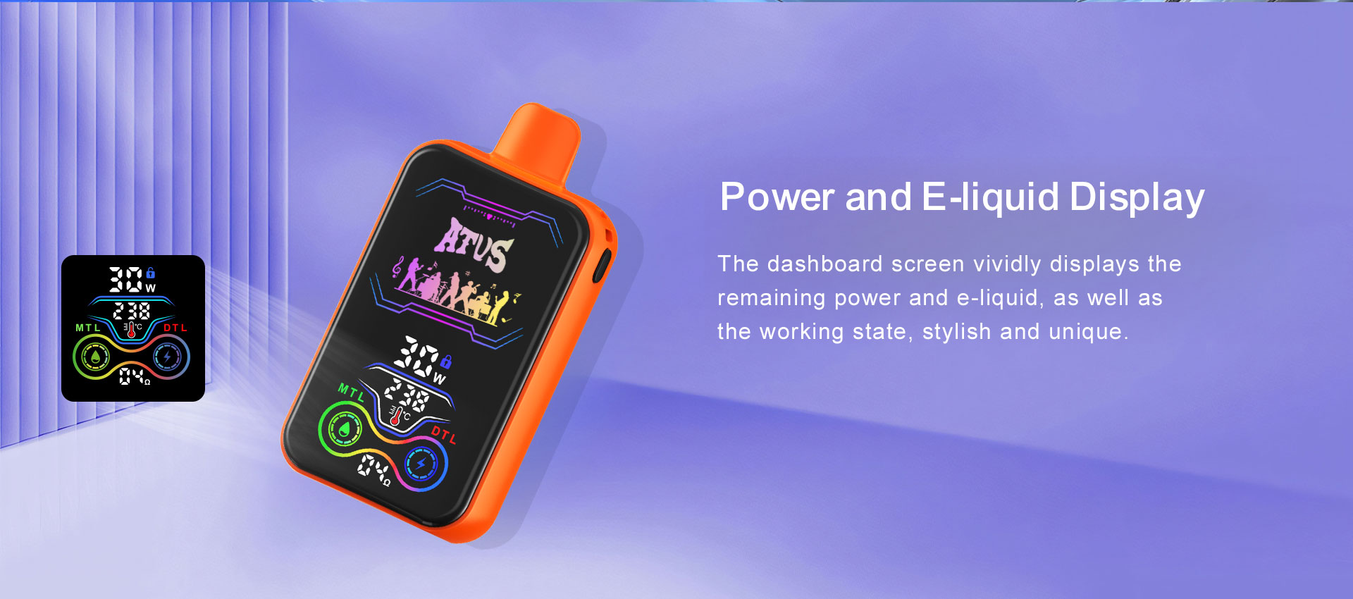 DE022 25000 Puffs 28ml Vape Descartável com Ecrã Touchscreen Recarregável e Fluxo de Ar Ajustável ATVS Vape