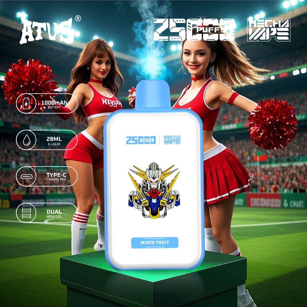 DE022 25000 Puffs 28ml Vape Descartável com Ecrã Touchscreen Recarregável e Fluxo de Ar Ajustável