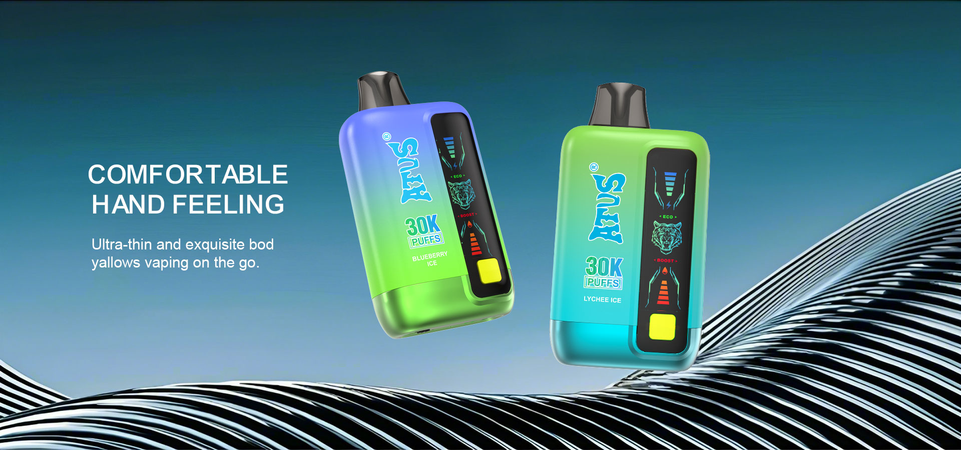 DE026 30000 Puffs Vape Descartável com Ecrã Touchscreen Recarregável e Fluxo de Ar Ajustável ATVS Vape
