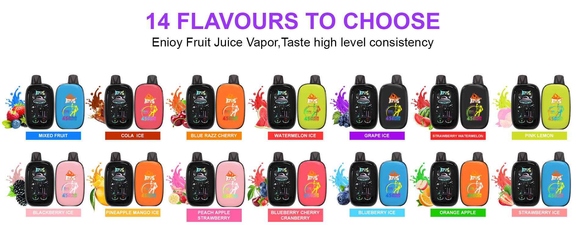DE027 45000 Puffs 28ml Vape Descartável com Ecrã Touchscreen Recarregável e Fluxo de Ar Ajustável ATVS Vape