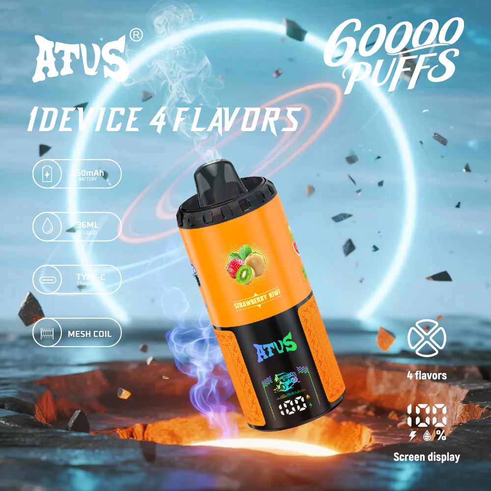 60000 Puffs Vape Descartável Quatro em Um Sabor Ajustável com Ecrã Inteligente e Carregamento Rápido